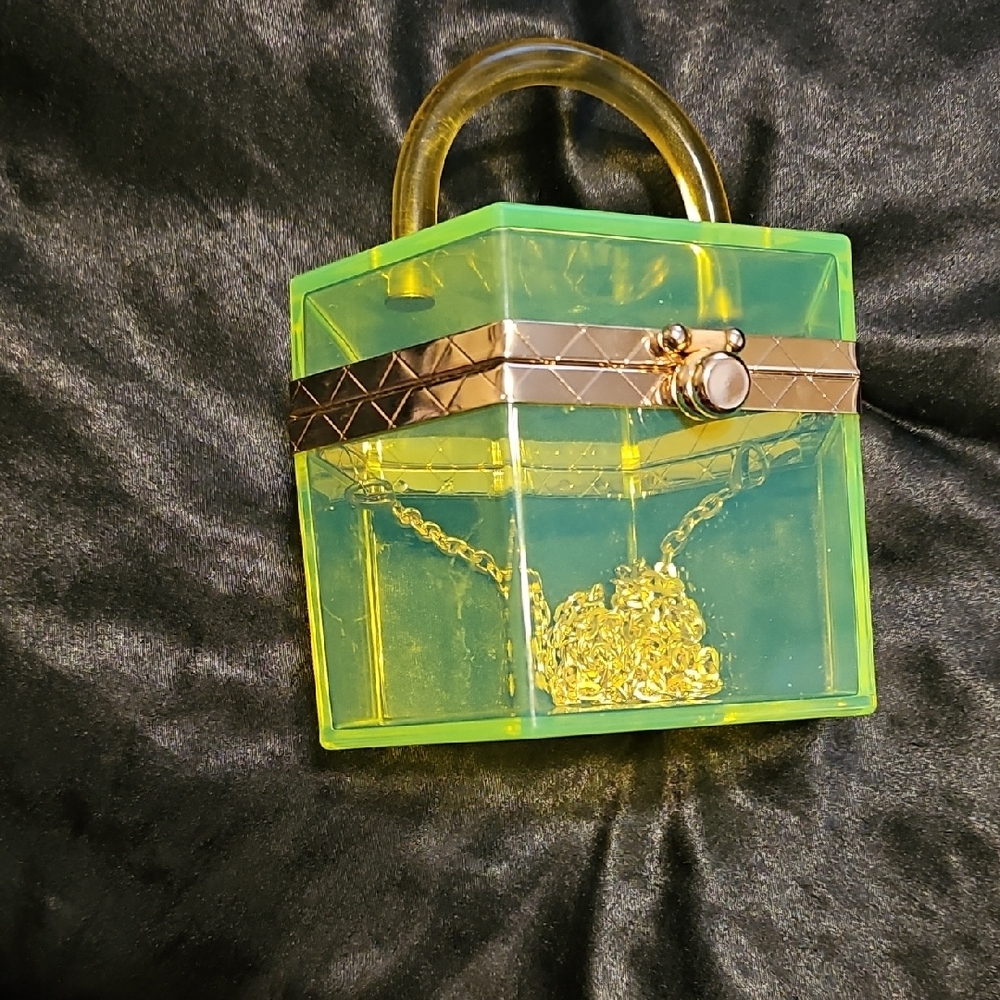 Transparent Green and Gold Women's Handbag